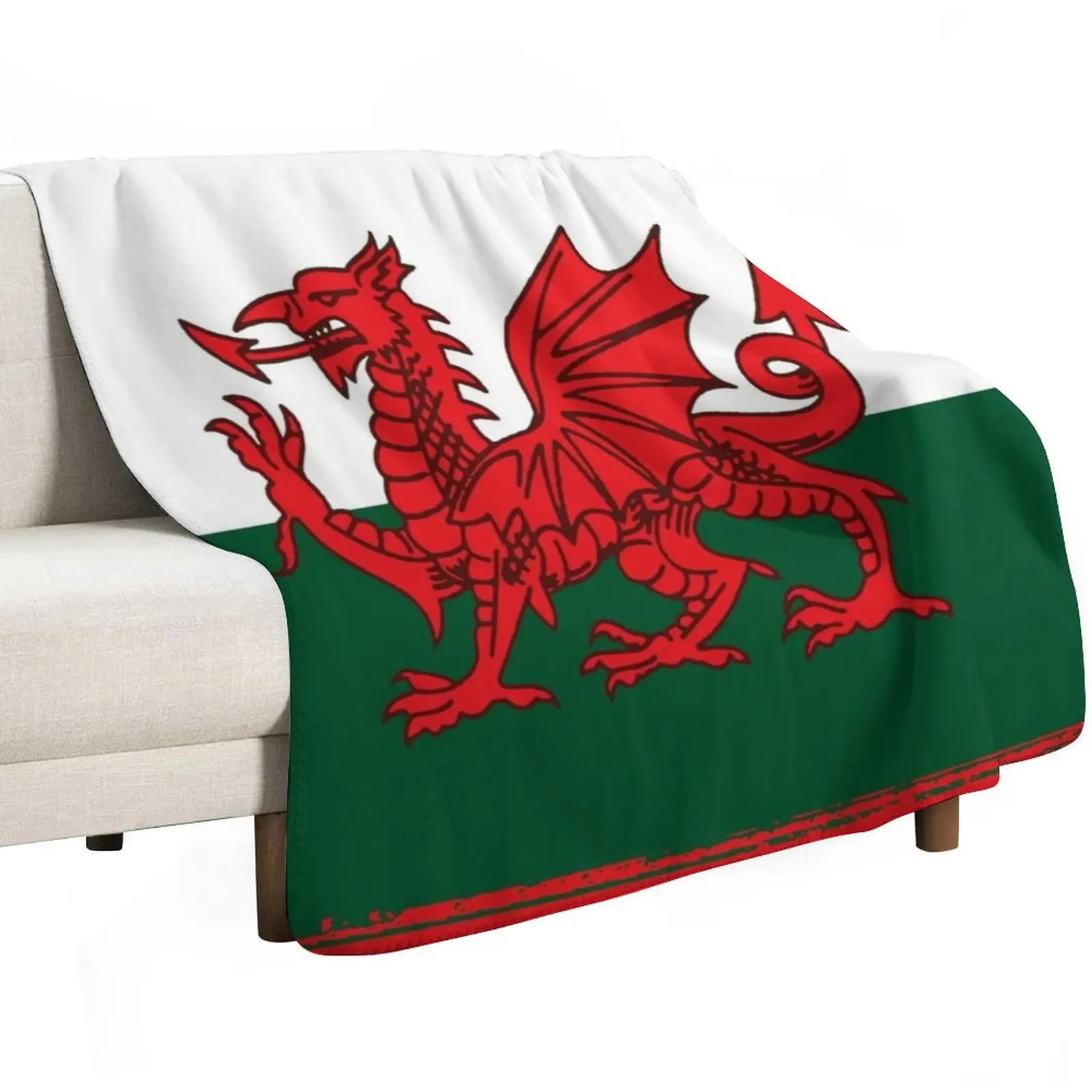Y Ddraig Goch The Red Dragon Grunge Welsh Flag Throw Blanket Plush Hairy blankets and throws manga Luxury Designer Soft Blankets
