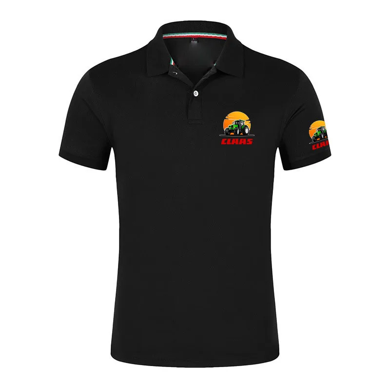 2026 Tractor Claas Print Summer Men's New Fashion Short Sleeves Solid Color Classic Casual Slim Ordinary Polo Shirt Tops