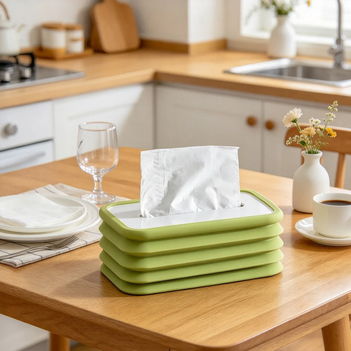 Folding Tissue Box Silicone Automatically Sinks Pumped To The Bottom, Paper Box Home Living Room Dining Room