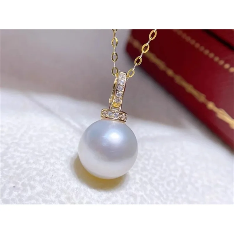 HUGE AAAAA Round  11-12mm natural AKOYA white pearl Pendant necklace 925S