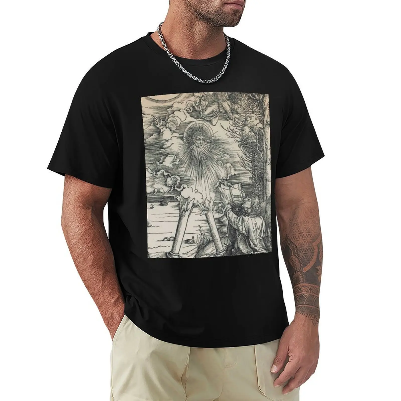 

Albrecht Durer Apostle John Devours the Book from the Apocolypse T-Shirt blacks luxury designer men clothings