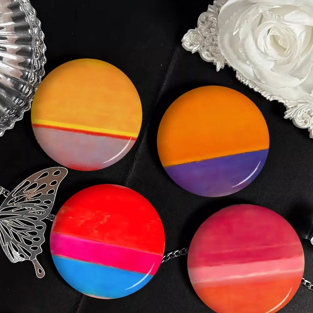 Amous Mark Rothko Abstract Multicolor Creative Pins Faces Round Snap-in Brooch Badge Backpack Hat Accessories Jewelry Gifts