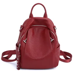Zency Genuine Leather Backpack For Women Fashion Alligator Rivet High Quality Satchel Female Shoulder Bag Rucksack
