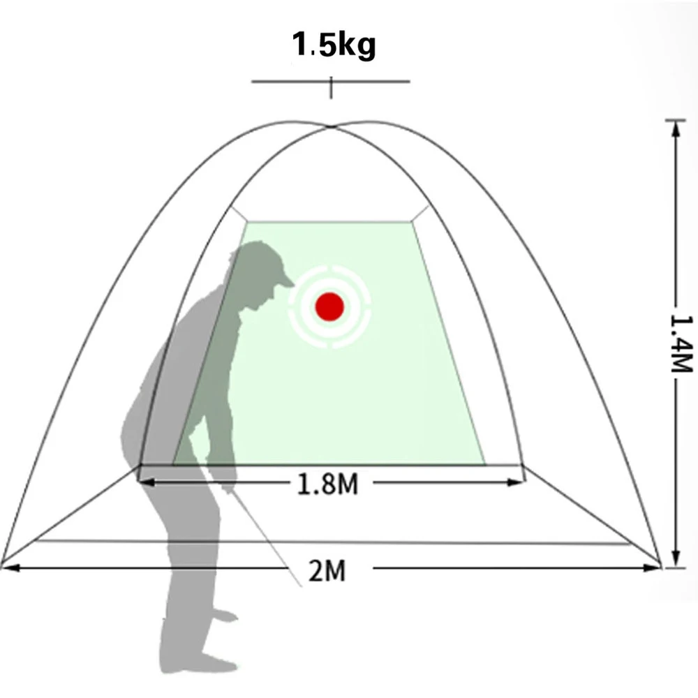 Red de práctica de Golf de 2M, jaula para golpear, esterilla de malla para pastizales de interior y exterior, equipo de entrenamiento de Golf para jardín, suministros de Golf