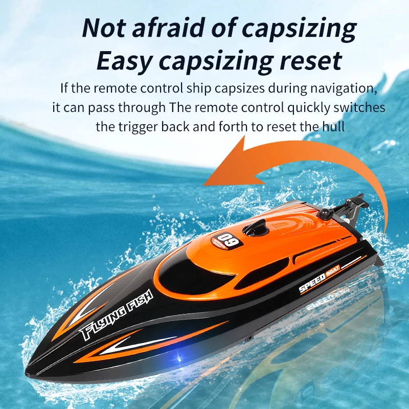 HXJRC HJ812 RC Boat 2.4G 4CH 180 Flip Waterproof 25Km/h Remote Control Boat Lakes Pool Racing High SpeedBoat Toy Gift for Kids