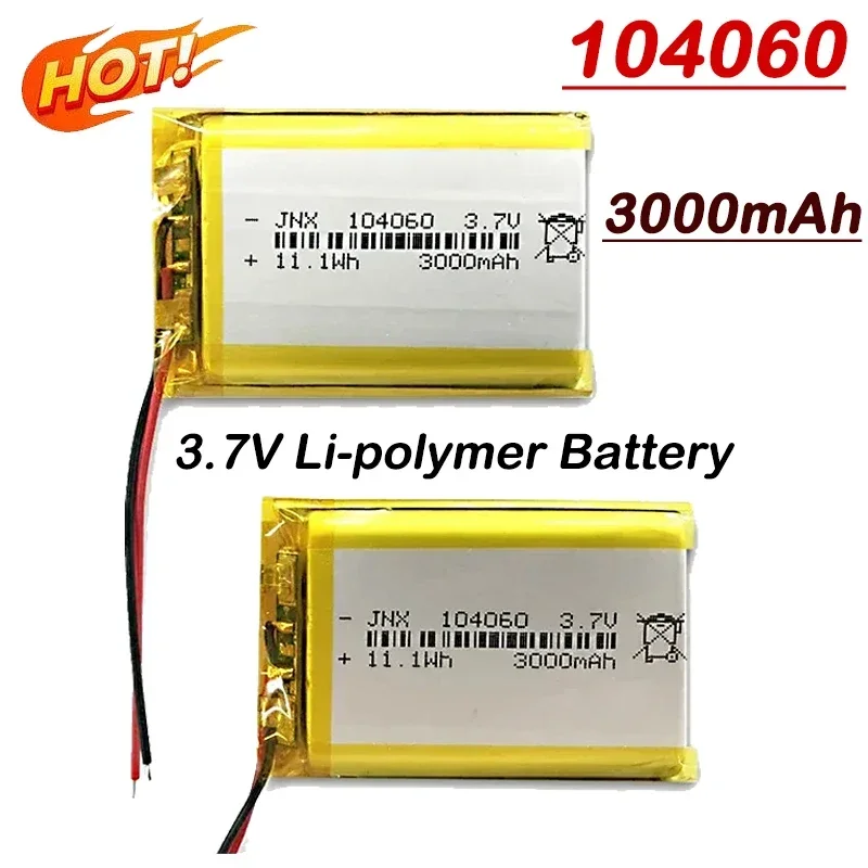 Hot Salle 104060 3.7V 3000mAh Polymer Lithium Rechargeable Battery FOR Camera GPS Navigator MP5 DVR Bluetooth Speaker Player