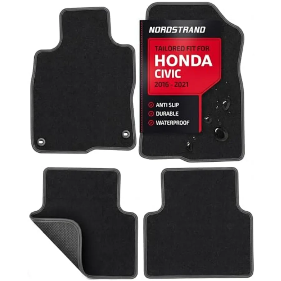 

Floor Mats for Honda Civic 2016 2017 2018 2019 2020 2021 - Custom 3D Fit for Civic 10th Gen Hatchback Coupe Sedan - 1st and 2nd