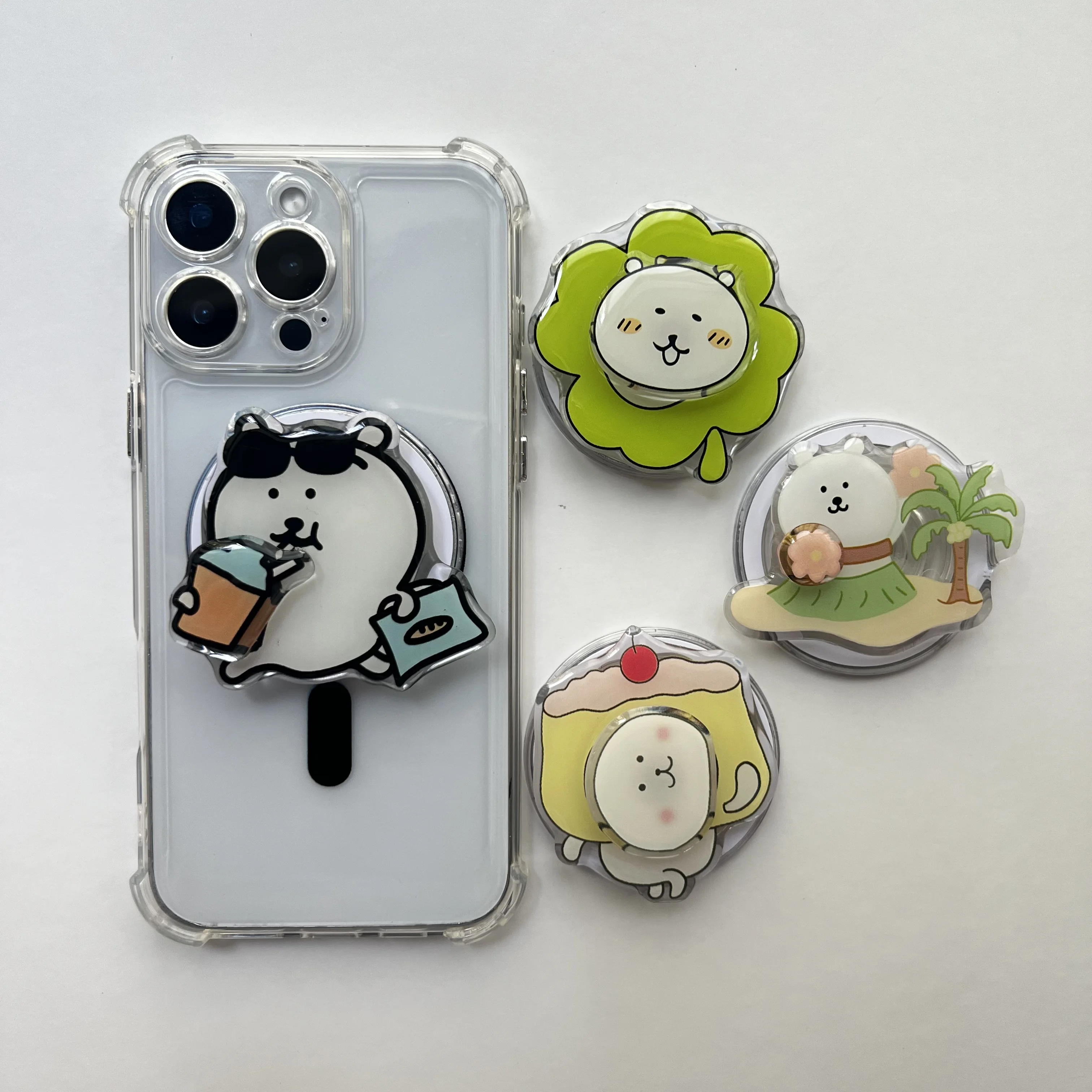 Lindo paquete Emoji fresco y elegante con rotación de 360 grados para soporte de teléfono Magsafe plegable para Iphone Samsung funda de teléfono regalo para niña