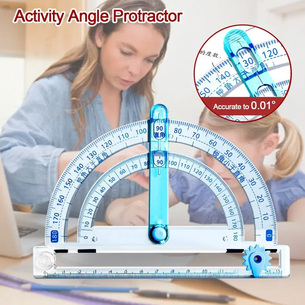 Plastic Bevel Protractor Multi-Function Draw Circle Tool Circle/Corner Drawing Tool Activity Angle Measuring Ruler Student