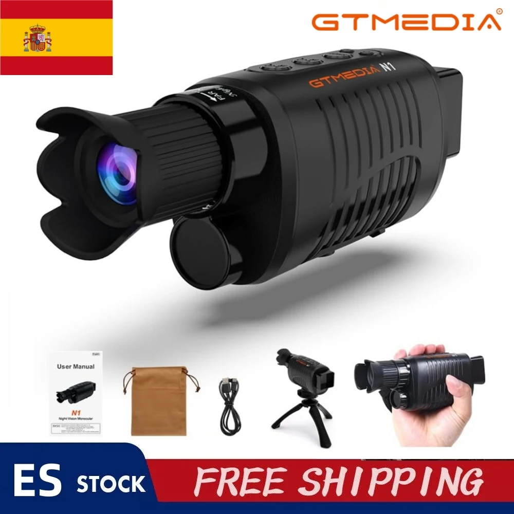 GTMEDIA N1 Monocular de visión nocturna 1080P HD gafas de mano infrarrojas batería recargable incorporada equipo de caza y Camping