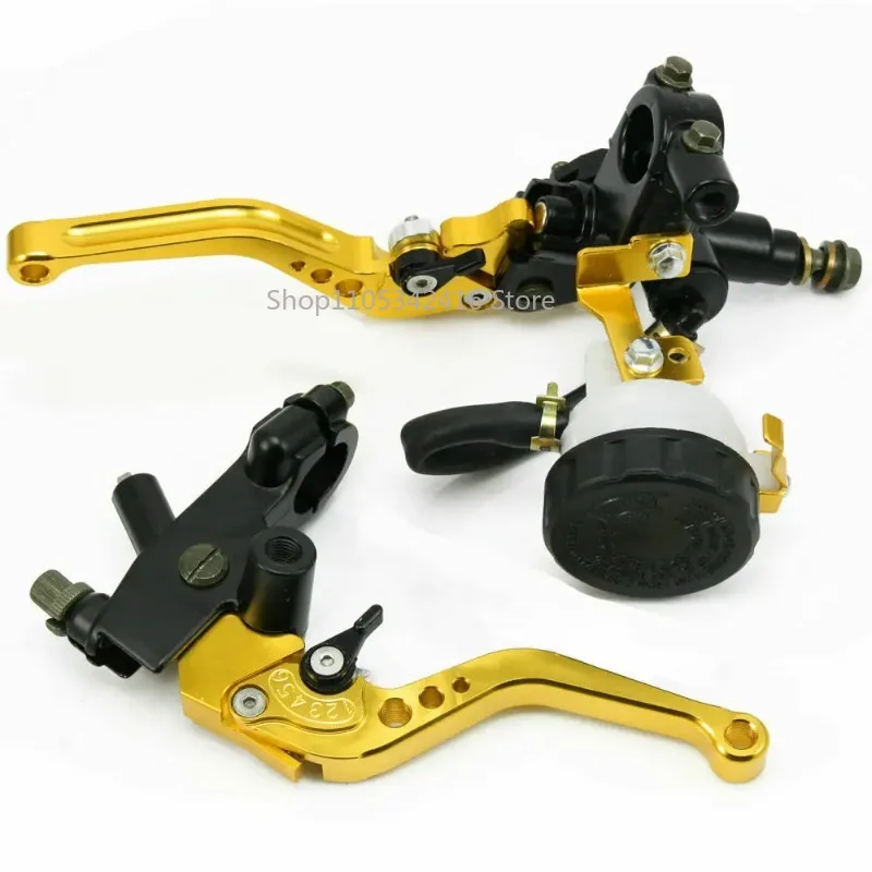 2PCS 22mm Aluminum Motorcycle Clutch Brake Master Cylinder Reservoir Levers Kit Fluid Reservoir Set Gold Blue Red Green
