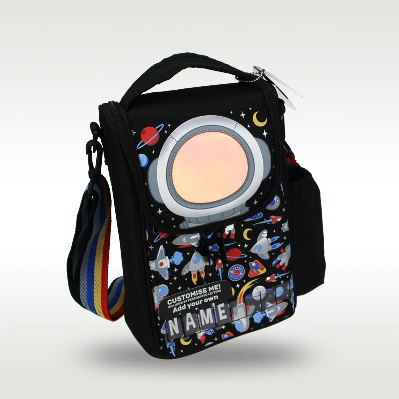 Australia Sm igg le borsa da pranzo per bambini originale di vendita calda borsa a tracolla per ragazzo astronauta nero cool waterproof 9 pollici