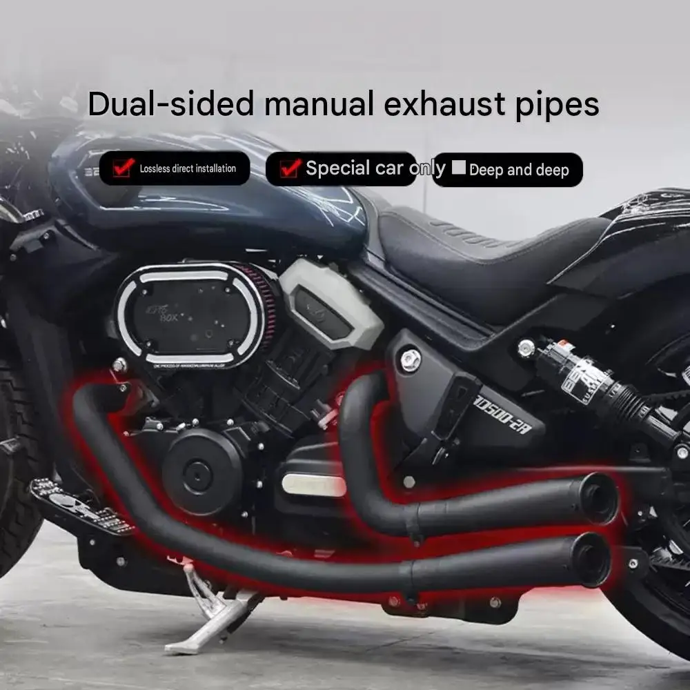 For Benda Dark Flag 500 950 modified dual exhaust, handmade, full stainless steel system, deep and powerful sound.
