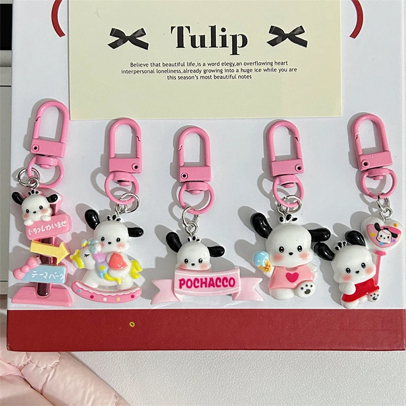 LLavero de Pochacco de dibujos animados para mujer y niña, colgante bonito y divertido, accesorios de decoración para bolso, regalos