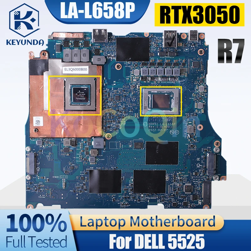 

LA-L658P For Dell 5525 Notebook Mainboard R7-00561 RTX3050 GN20-P0-A1 067YYX Laptop Motherboard Full Tested