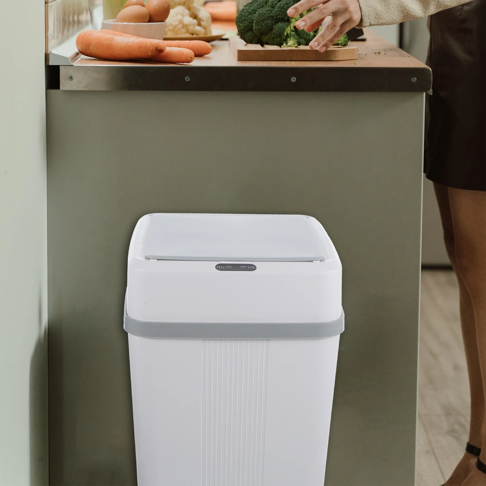 

Smart Trash Can L6 White 12L Plastic Infrared Kitchen Bedroom Bathroom Automatic Sensor Garbage Waste Bin Trash Can