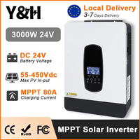 [Local delivery]Y&H 1800W 3000W Hybrid Solar Inverter 12V 24V to AC230V Off Grid Inverter with 80A MPPT Solar Charger Controller