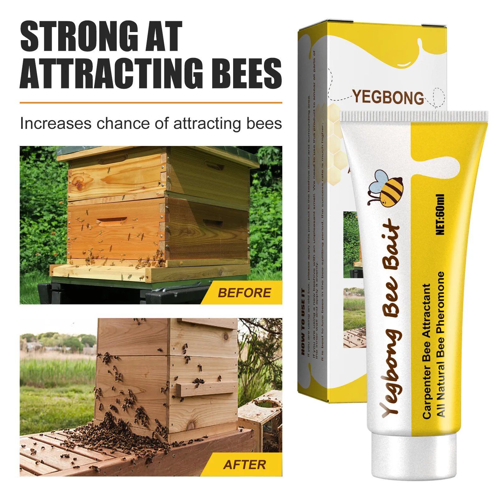 Bee Attractant Melon Orchard Adhesive Needle Tip Bee Keeping Tool 60ml Beekeeping Supplies For Gardens and Courtyards Paste #