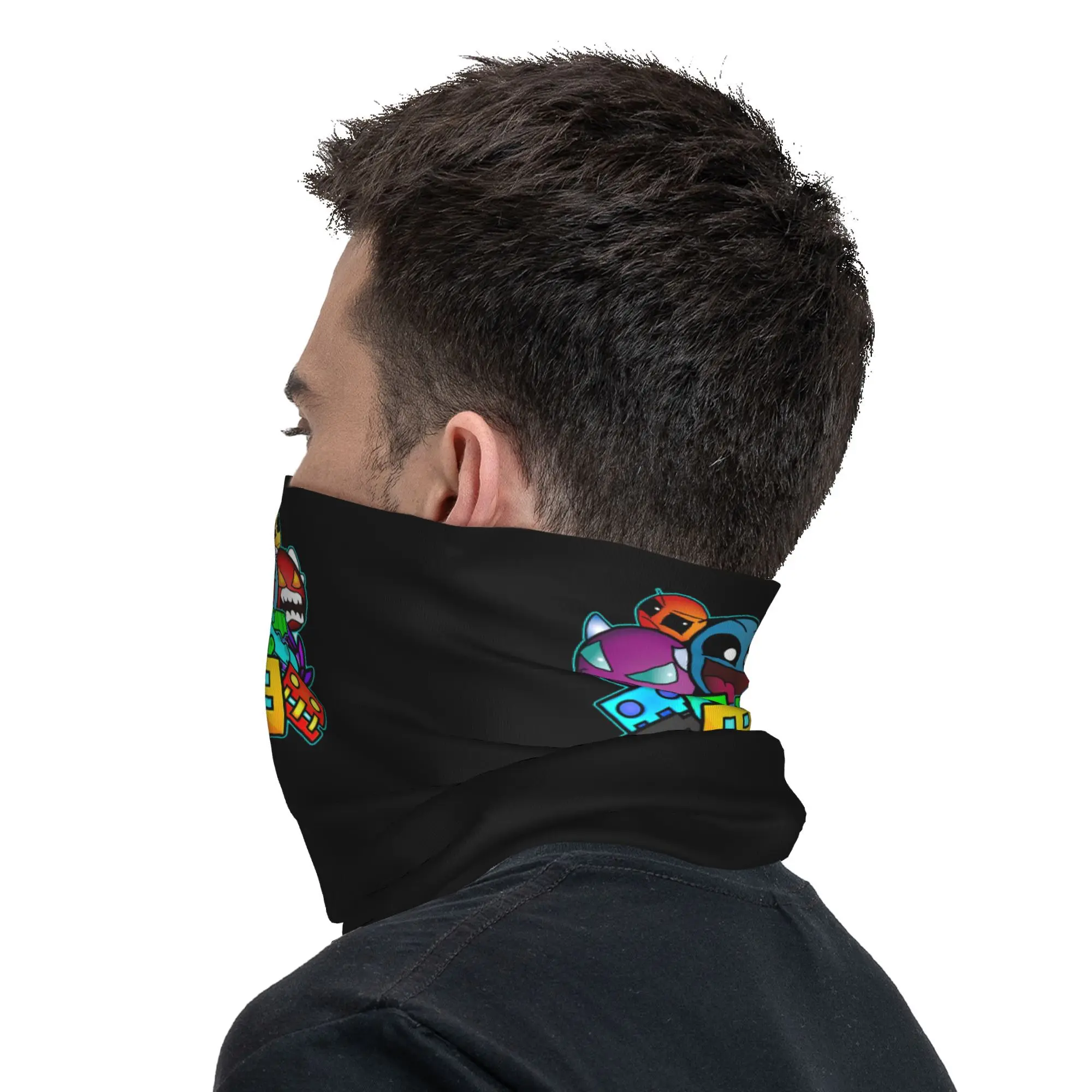 geometry dash old school gaming Bandana Neck Cover Printed Mask Scarf Multifunction Face Mask Riding Unisex Adult All Season