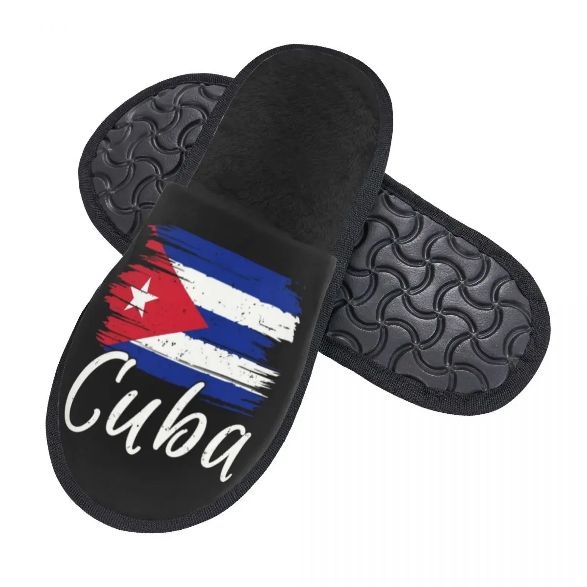 Custom Cuba Cuban Havana Flag Memory Foam Slippers Women Comfy Warm Cuban Patriotic House Slippers