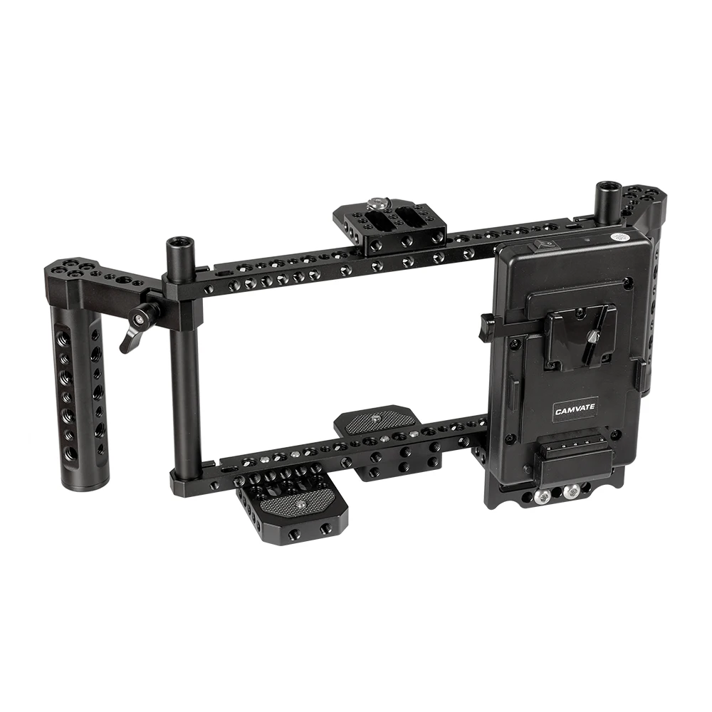 HDRIG Adjustable 7inch Camera Monitor Cage Rig With Dual Cheese Handle V Power Supply Splitter Baseplate Photography Accessories