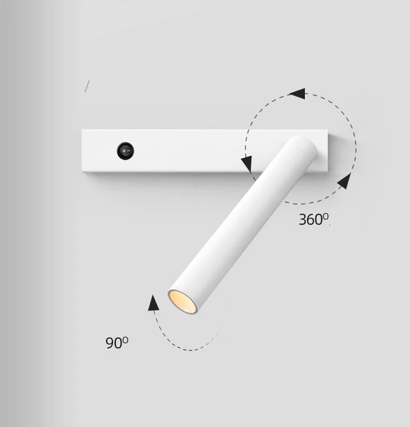

Minimalist Rotate Wall Lamp with Switch Home Decor Study Bedroom Bedside Reading Lamp Spotlight LED Adjustable Angle Wall Sconce