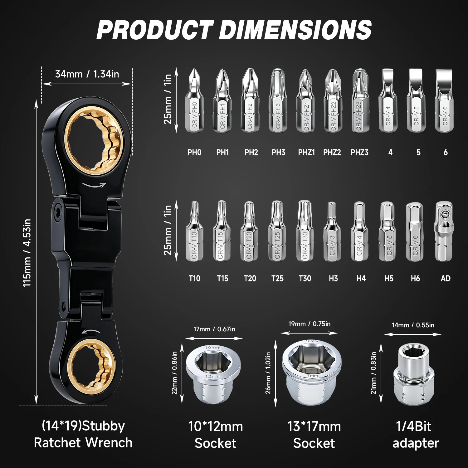 26-in-1 Steckschlüssel-Bit-Set aus 40CrV-Stahl, Mini Tragbares Schraubenschlüssel-Set, Mini-Ratschenschlüssel-Kit, Multifunktionales Kompaktes Werkzeugset – Detail 6