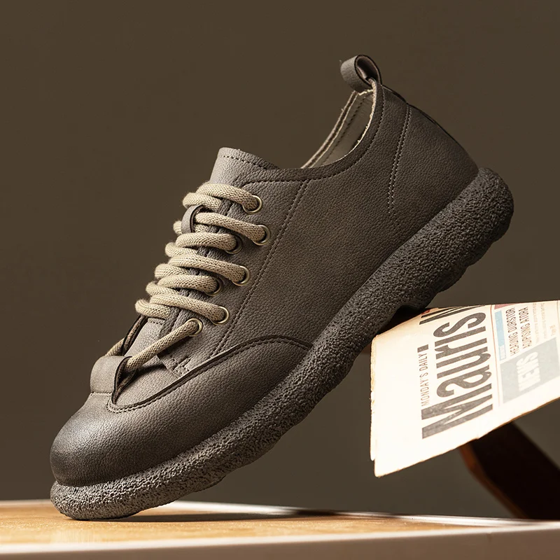 

Men Leather Casual Shoes Outdoor Comfortable Fashion Sneakers Soft Sole Class Anti Slip Flat Cheap New Trends 2025 Mens Footwear