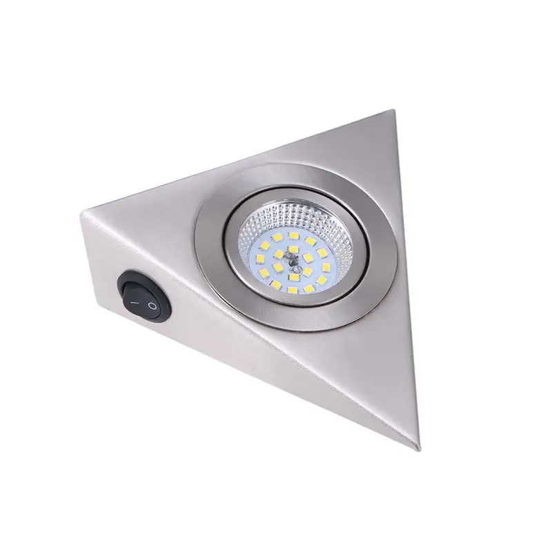 Lumières LED triangulaires en acier inoxydable, éclairage sous armoire, mini éclairage d'étagère, support TV, armoire, 13cm