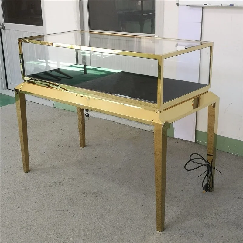 Custom. stainless steel jewelry display lockable jewelry counter furniture display cabinet for jewelry shop