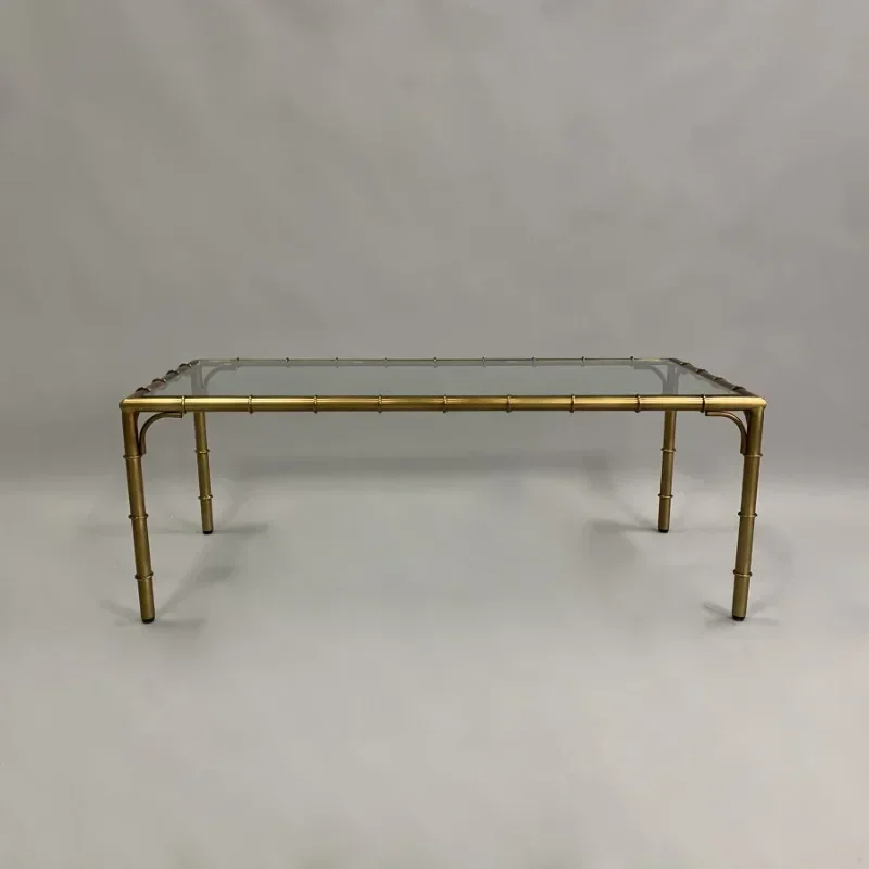 American retro bamboo all copper coffee table villa hotel model room exhibition hall large flat floor designer living