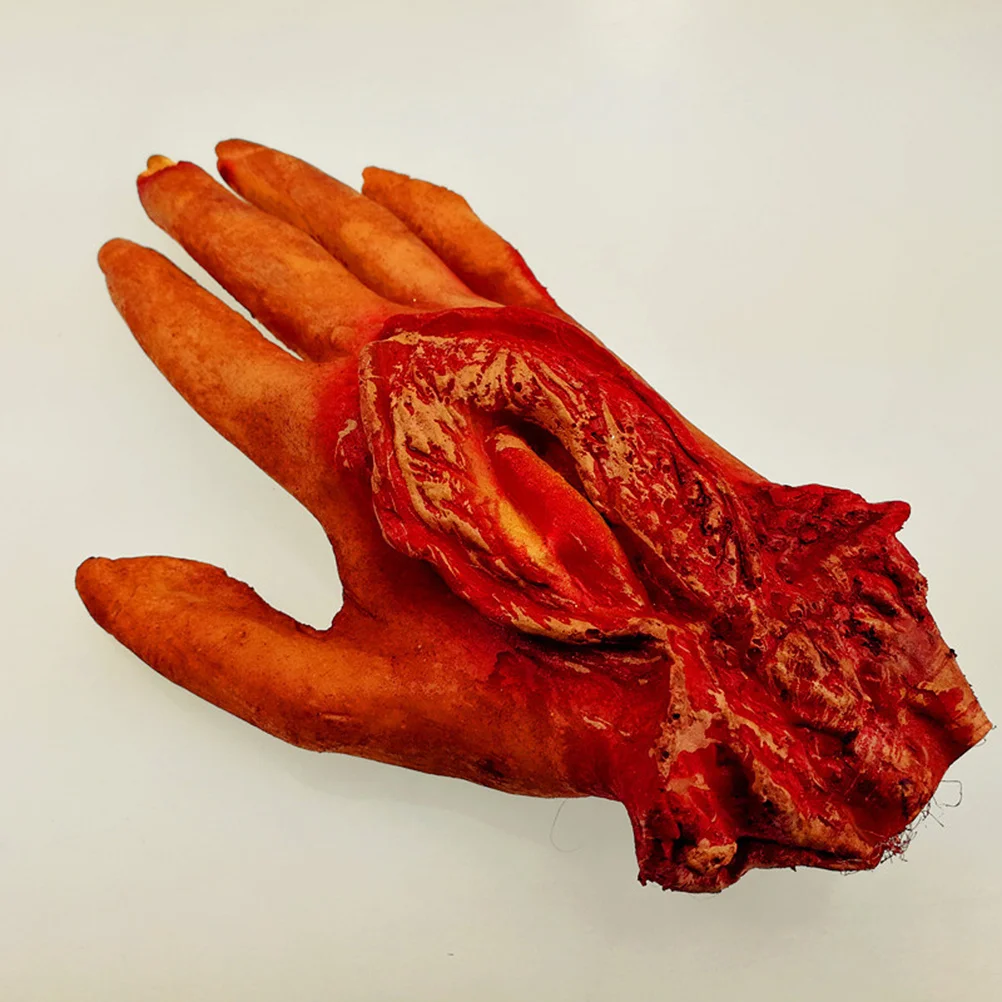 1 Stück abgetrennte menschliche Hand-Requisite, realistische blutige gruselige Dekoration für Spukhaus, Halloween-Streich, gruselige Handsimulation