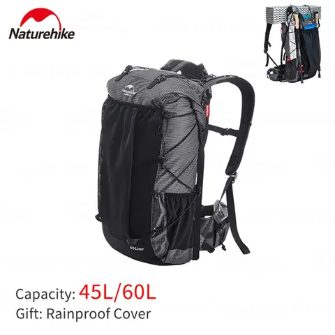 Backpack Naturehike Hiking Naturehike Outdoor Mountaining Backpack Waterproof High Capacity Sports Climbing Ultralight Hiking Travel Bag With Rain Cover