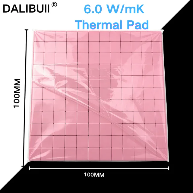 100pcs High Performance 6.0 W/mK 0.5/1.0/1.5/2.0/2.5mm Thermal Pad GPU CPU Heatsink Cooling Conductive Silicone Pad 2