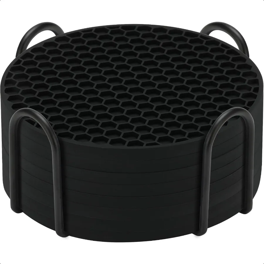 

Silicone Coasters Set of 8 with HolderCoasters for Drinks Beer Coffee Coasters Suitable for Kinds Cups Hot or Cold AntiSLI NonS