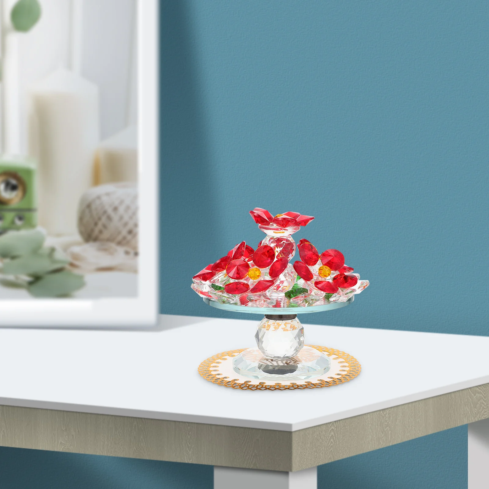 

Crystal Flower Pot Unique Design Exquisite Home Desktop Ornament Elegant Tabletop Decoration Crystal Flowerpot