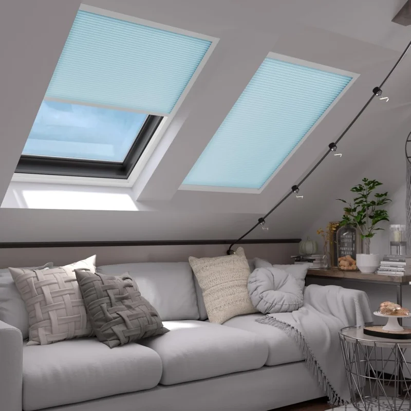 Customizable Roof Skylight Blinds Non-Woven Fabric Heat Insulation Wand Control Manual Honeycomb Shade For Plane Ceiling Windows