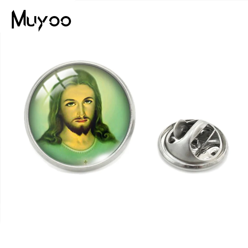 Jesús corazón Dios Santo Jesús pinturas cúpula redonda de cristal Collar Pins Jesús corazón hijo de Dios Jesús joyería Pins ropa Pin regalos