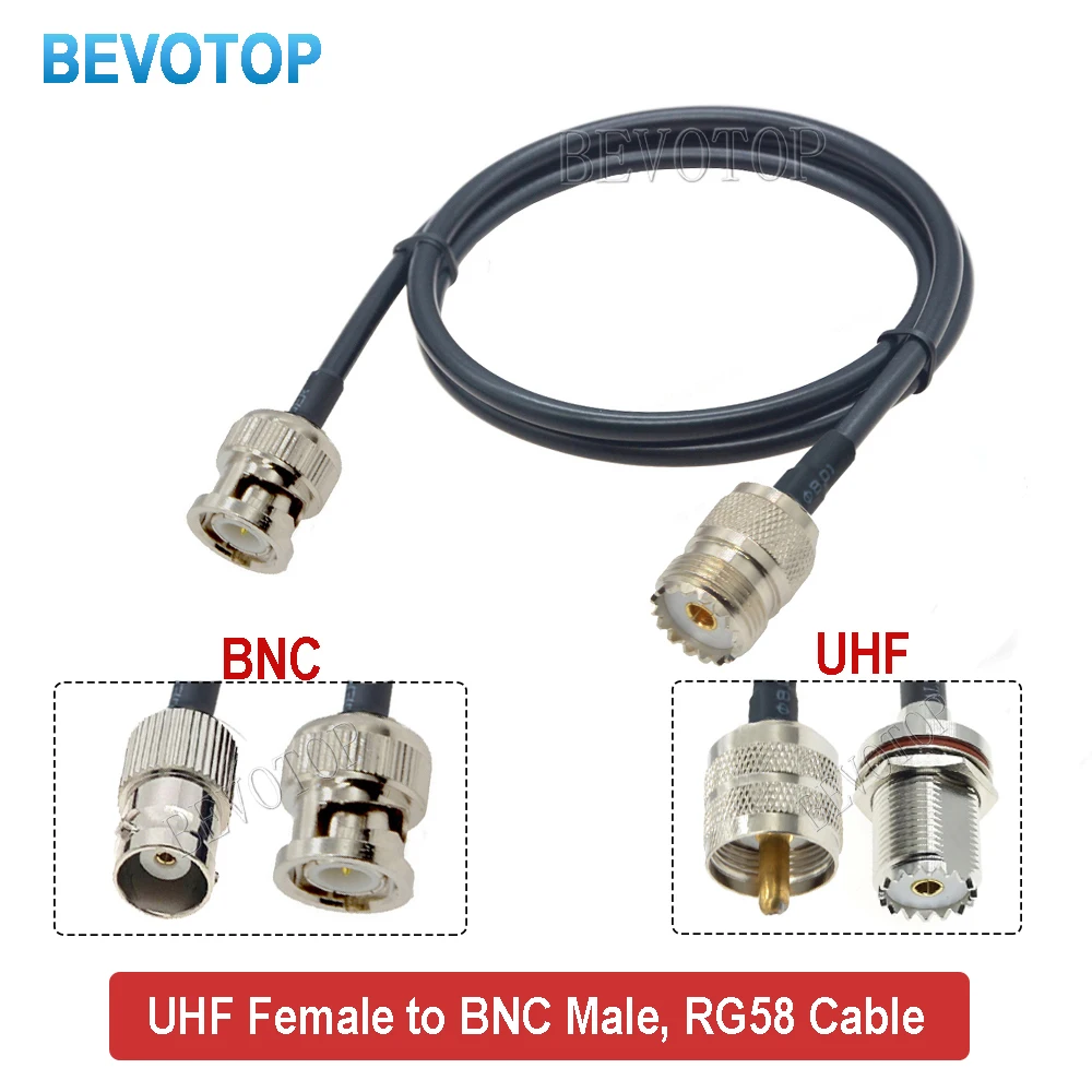 BNC naar UHF Jumper Kabel RG58 BNC Stekker naar PL259 SO239 Vrouwelijke Verlengkabel PL 259 naar BNC Pigtail Coaxiale Kabel 10 CM ~ 30 M