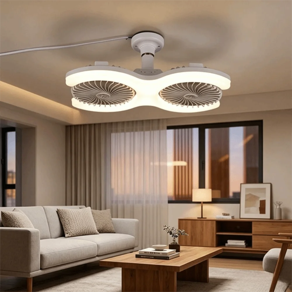 E27 Socket Fan Light Quiet Soft Illumination Electric Fan Light Even Illumination Low Noise Ceiling Fan Light Room