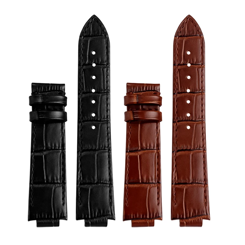 10mm 11mm Genuine Leather Watch Strap with Convex Interface For LV TAMBOUR Series Quick Disconnect Watch Band Butterfly Buckle