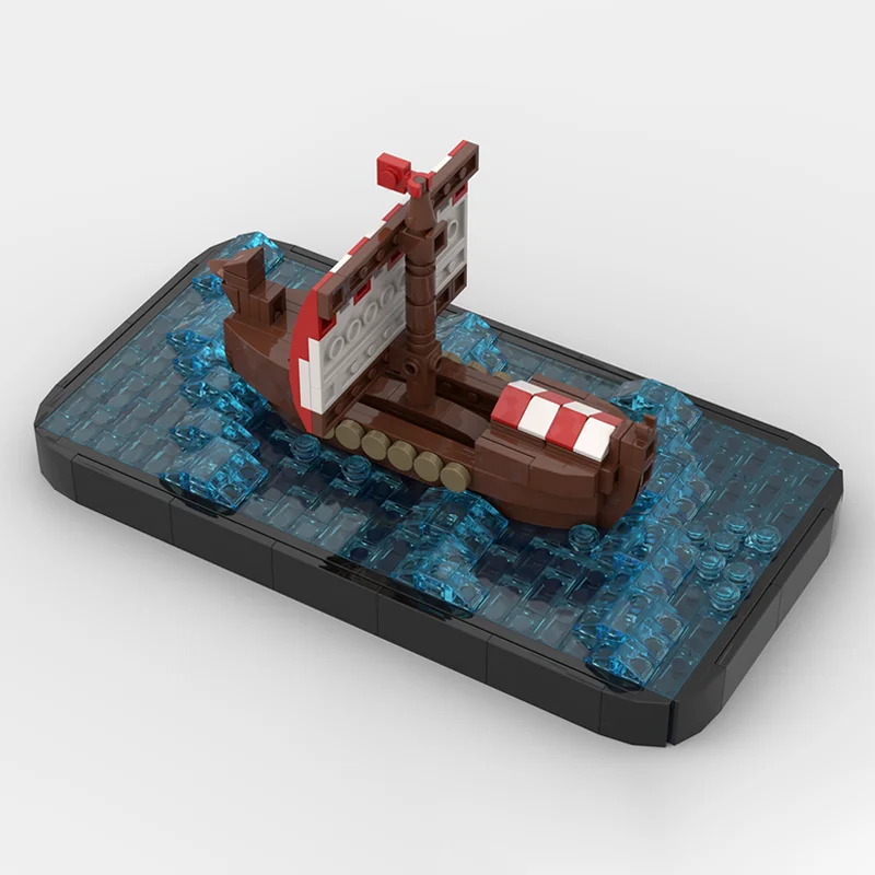 516pcs MOC-31132 Dragon Ship Viking Longship At Sea (microscale) Model Building Blocks Desktop Decorations Bricks Toys Kid Gift