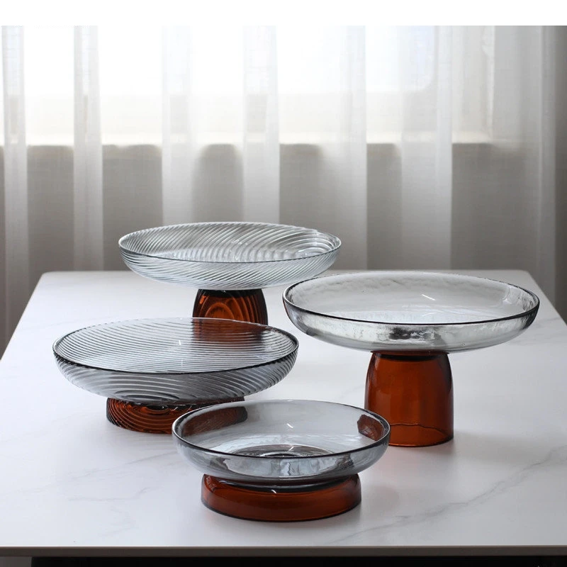 

Glass Fruit Plate High Enough Snack Afternoon Tea Dessert Simple Household Living Room Desktop