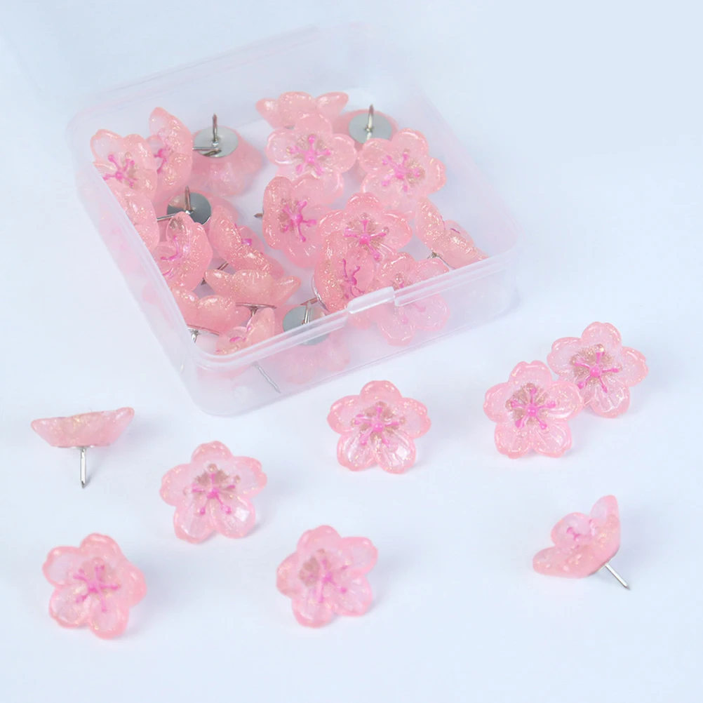 

20pcs Thumb Tacks Cute Push Pins for Cork Board Photo Wall Decor Office Supplies Desk Accessories Flower