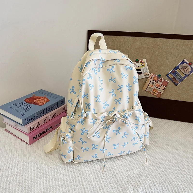 

Bow Schoolbag Female College Student Lightweight Backpack High-value Shopping Backpacks