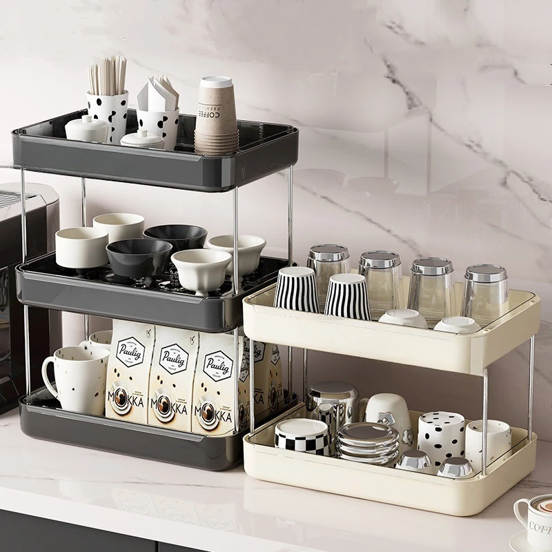 Double layer, drained cup, storage, rack, water, dining table, teacup.