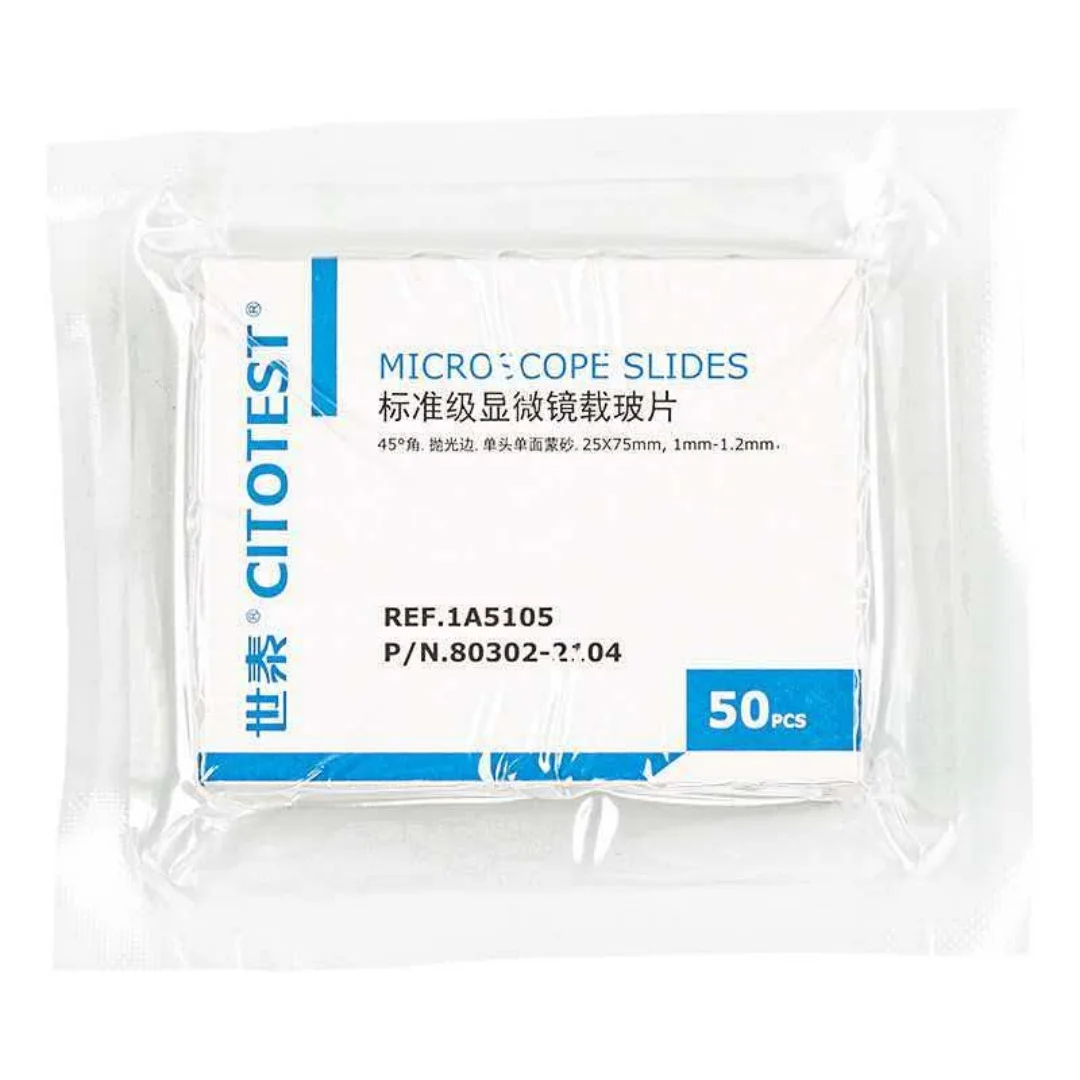 Citotest 50PCS Adhesive Slides Standard Grade Microscope Slides Pathological Grade Microscope Slides Storage Box Slicing Box