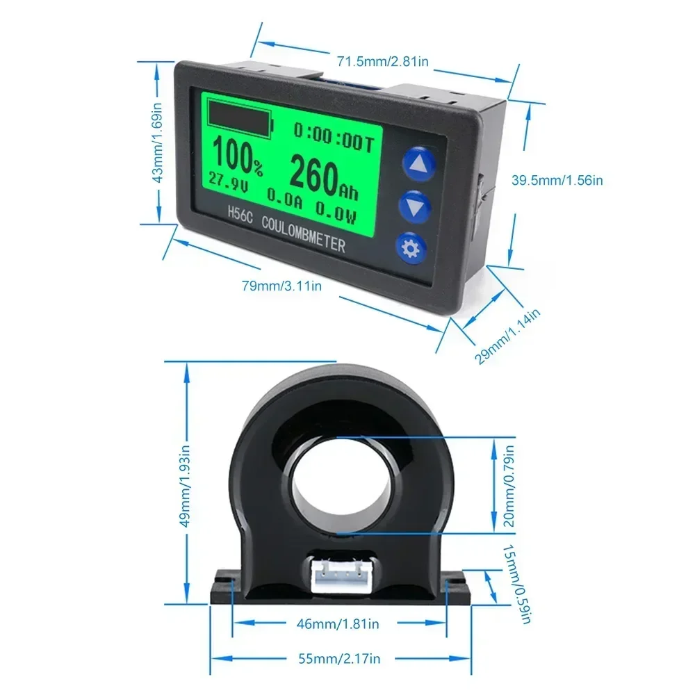 Coulometer Voltmeter Monitor Capacity Ammeter Hall Sensor Coulomb Tester Battery Battery