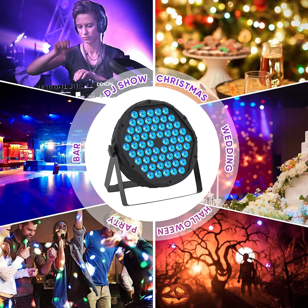 60LED Stage Light DMX 512 Voice Control Par Light Projector for Disco Party Holiday Christmas Bar Club Wedding Show Lights