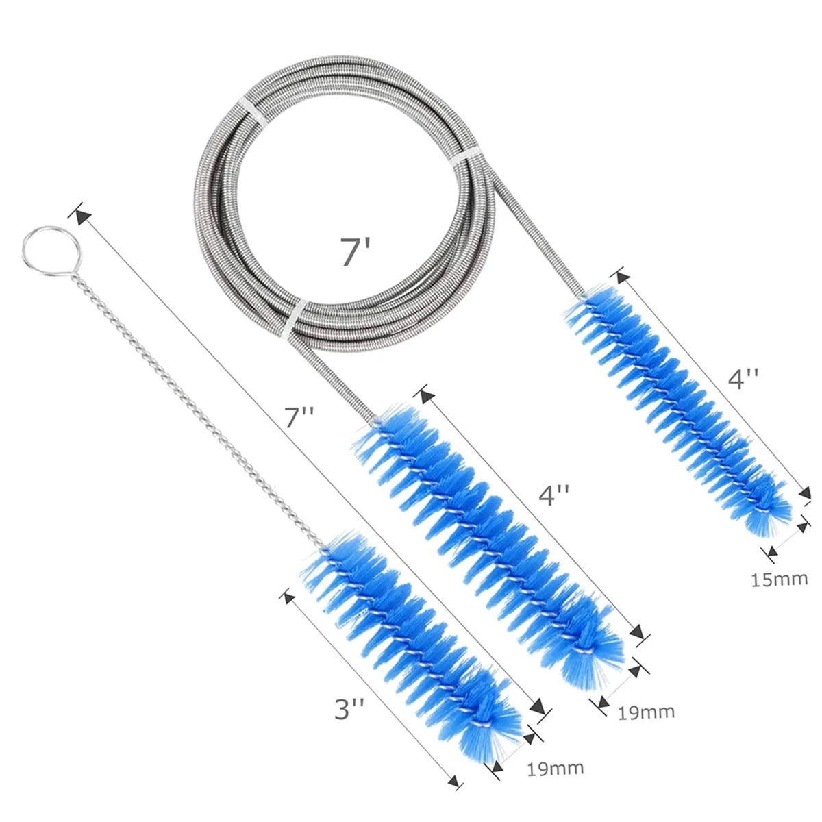 Brush Diameter 15mm 19mm - CPAP Tube Cleaning Brush- Suitable for Most CPAP Hose Type (Blue)